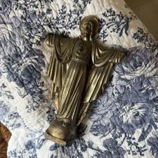 Vintage Prayer Statue of JESUS ​​CROSS Catholic Sacred Sculpture Son God.