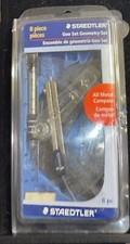 STAEDTLER GEO SET GEOMETRY SET 8 PIECE METAL COMPASS TRIANGLE PROTRACTOR RULER