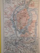 1896 Germany Lubeck City Plan Vintage Map Geography UNESCO ORIG 6.5 x 9.5 C20