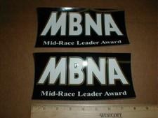 PAIR original authentic Nascar racing contingency fender decal stickers MBNA
