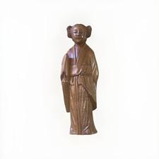 Vintage Carved Wood Wooden Statue Woman Girl Solid Wood Wood Carving Sculpture
