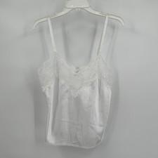 Body Chic Womens White Satin Lace Trim Camisole Tank Top Size M Coquette Dainty