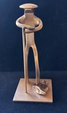 MCM Metal Abstract Hiker Figurine Statuette Eclectic Unique 6 3/4” X 3”