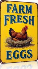 Vintage Farm Fresh Eggs Chicken Tin Sign for Chicken Coop Farm Kitchen Garden Ya