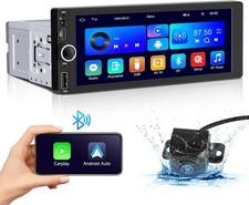 Wireless Single Din Car Stereo-Apple Carplay, Android Auto, 6.86" Touchscreen
