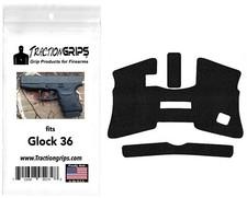 Tractiongrips embossed rubber grip tape overlay for Glock 36 grips Black