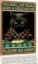 Retro Cat Funny Metal Tin Sign Wall Decor 8x12 inch