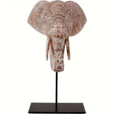 NEW 12" Elephant Bust African Native Style. Resin Figurine Sculpture 12hx7w