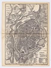 1886 ORIGINAL ANTIQUE MAP OF LÜBECK / LUBECK / SCHLESWIG-HOLSTEIN / GERMANY