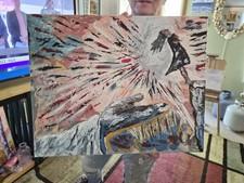Abstract Woman and Hand Acrylic Painting on Canvas, Contemporary Art, Small