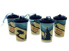 Lot of 5 Dutch Bros 2018 Holiday Ornament Coffee Cups Ski Tree Stripe Logo NoBox