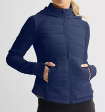 Tek Gear Women's Navy Hooded Mixed-Media Jacket (WT5FV202RS) Sizes S/M/L/XL/XXL
