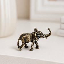 Metal Elephant Figurine Handmade Brass Animal Statue Vintage India Gift 1.5 Inch