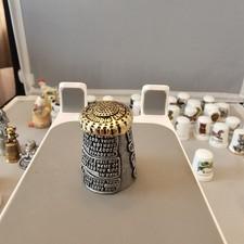 Pewter Thimble Gold Color Trim 3D Ten Commandments Thimble Sewing Religious 