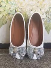 KURT GEIGER Mini KENSINGTON Eagle Ballet Leather FLATS Girls Size 13 pre-loved 