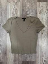 Green Forever 21 V-Neck Short Sleeve Top Woman's Small