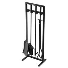 VEVOR Fireplace Tool Set 5 PCS Square Frame Stand Tongs Shovel Brush Poker Black