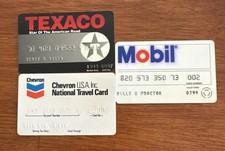 Vintage Lot Of 3 1970-80s Expired Gas Credit Cards Texaco Chevron Mobile Petro