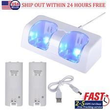 Dual Charger Charging Dock Station + 2 Battery For Wii / Wii U Remote Controller
