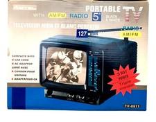 Portable TV 5-inch AM/FM Radio Car cord AC Adapter preowned
