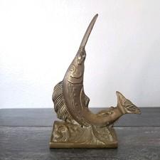 Sailfish Swordfish Marlin Brass Bronze Art Sculptute Bookend