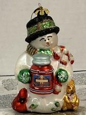 Yankee Candle Christopher Snowbrite Hand Blown Glass Snowman Christmas Ornament