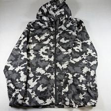 Nike Mens Camo Windrunner Hooded Jacket Grey Black Full Zip Windbreaker Large