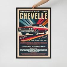 Vintage 1969 Chevy Chevelle Poster Vintage Car,Poster Decor