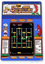 TIN SIGN Burger Time Arcade, 80's, Retro, Console, Marquee, Game Room Decor A265