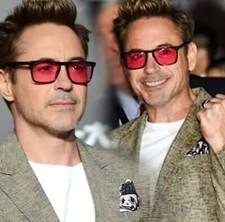 Rectangle Tony Stark Sunglasses Men Red Lens Brand Designer Fashion Iron Man Gl