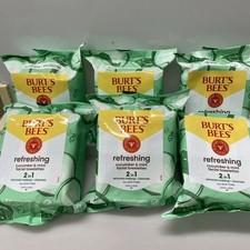 6 X Burt's Bees Facial Cleansing Towelettes Cucumber & Mint 30 Towelettes Each