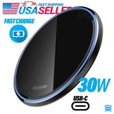 Wireless Phone Charger 30W Pad Dock Fast Charge For iPhone Samsung Universal