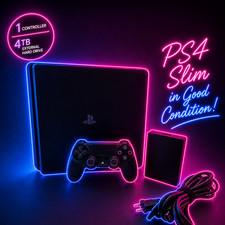 🤩 Sony PS4 Slim 500GB Bundle w/ 4TB External HDD! Controller | Cables | Tested