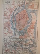 1896 Germany Lubeck City Plan Vintage Map Geography UNESCO ORIG 6.5 x 9.5 C20-1