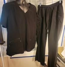 Scrubstar-Women's Black 2pc v-neck scrub set top XL bottom M