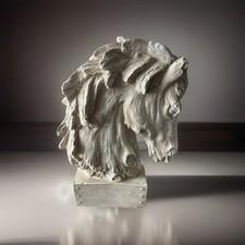 HORSE BUST STATUE 19” Faux Wood Carving Distressed Style Resin Sculpture heavy