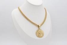 Gold Praying Hands Necklace, 7mm Curb Style Chain, 14k Heavy Plated Gold