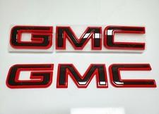 Custom Front & Rear Emblem Black Red Fit 2019-2026 GMC Sierra 1500 2500HD 3500HD