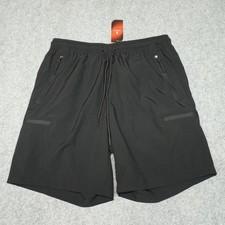 SANTINY Shorts Men’s Black S Small Athletic Cargo Zipper Pockets Polyester New