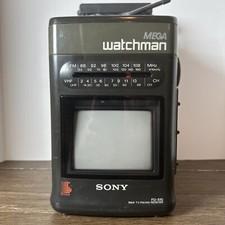Sony MEGA Watchman FD-510 B&W TV-FM/AM Receiver Tested And Works!
