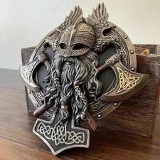 Viking Berserker Plaque with 2 Axes Nords Resin Wall Decoration gifts
