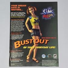 The Sims Bustin Out Xbox PlayStation 2 PS2 GameCube Dream Date Print Ad/Poster