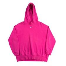 Nike Womens Medium Pink Center Swoosh Pullover Hoodie Fleece Sweatshirt