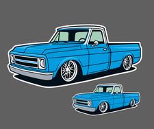 Chevy c10 1967 1698 1969 1970 1972 Sticker Decal Illustrated Pickup Truck Window
