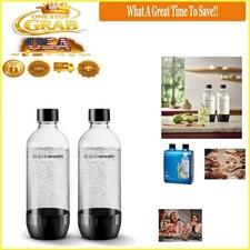 2x 1L Carbonating Bottles for Soda Makers BPA Free Dishwasher Safe Black