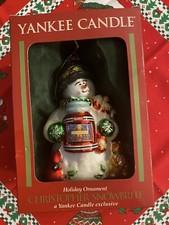 Christopher Snowbrite Hand Blown Glass Yankee Candle Snowman Christmas Ornament