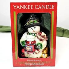 Christopher Snowbrite Hand Blown Glass Yankee Candle Snowman Christmas Ornament