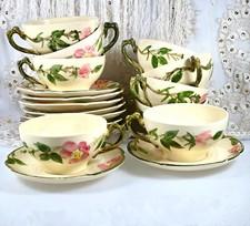 Set of 9 Franciscan Desert Rose Tea Cups & Saucers 1940-1947 California USA