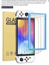 3 Pack Tempered Glass Screen Protector for Nintendo Switch OLED with Frame