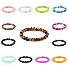 8MM Man Fashion Solid Simple Bracelet Tiger's Eye Beaded Stretch Bracelets Gift